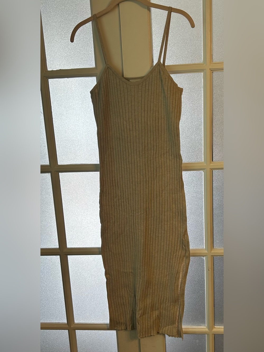 Universal Thread Ribbed Midi Slip Dress in Light Beige
